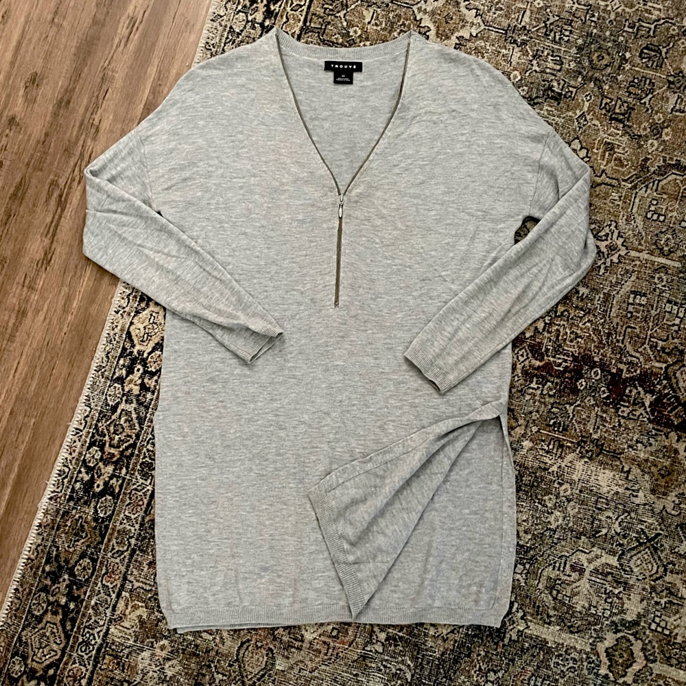 Trouve knit tunic with zip detail & slits